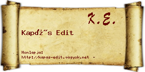 Kapás Edit névjegykártya